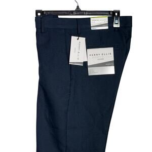 Perry Ellis Portfolio Men's Modern-Fit Twill Pants - Total Eclipe 30x32 $95